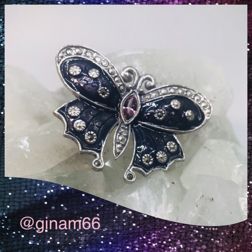 Vintage ASI Rhinestone Marcasite Brooch
